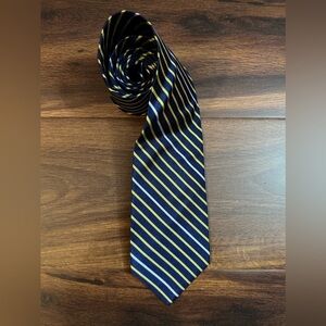 BROOKS BROTHERS Makers and Merchants Silk Blue and Yellow Classic Striped Tie